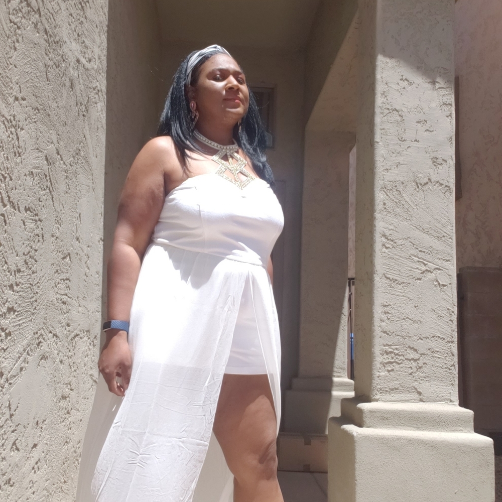 White Plus size Romper